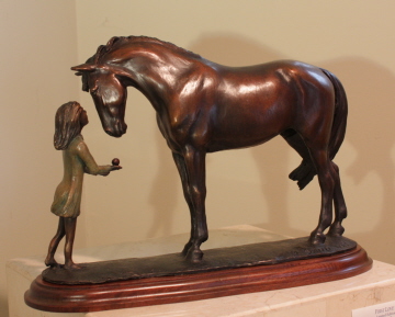 Horse sculpture of young girl with her horse : Mary Sand Studio