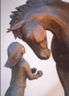 Horse sculpture of Horse and Girl titled "First Love"
